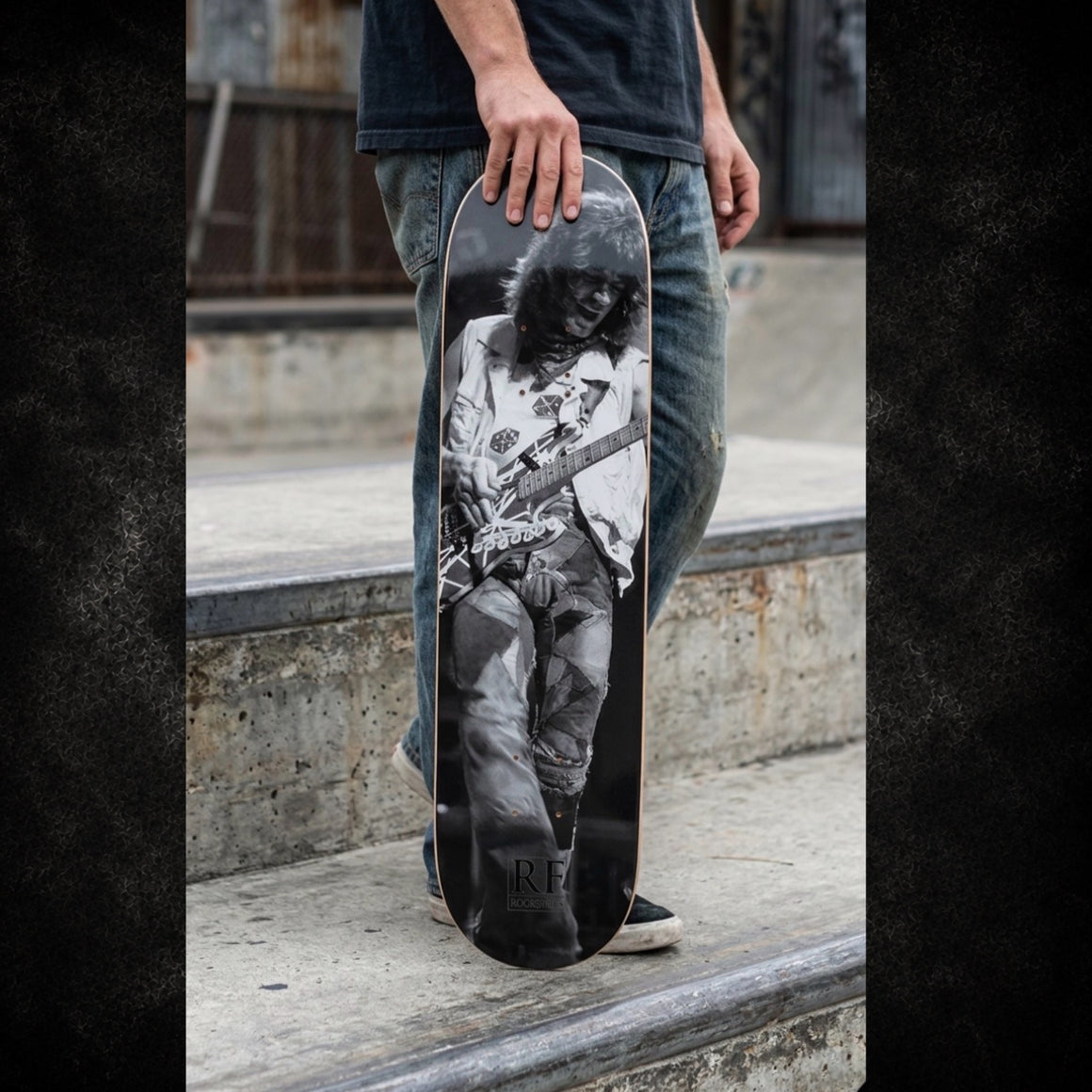 Rich Fuscia “Eddie” rock photography skateboard deck – front view