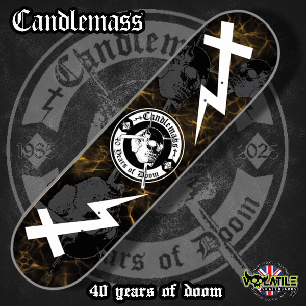 Candlemass 40th Anniversary skateboard deck – front artwork